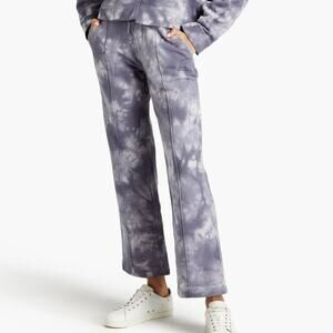 NWT$205 ÊTRE CÉCILE Tie-dyed Cotton-Terry High Rise Wide Leg Boho Track Pants S